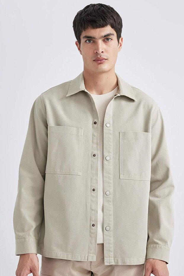 Relax Fit Polo Collar Shirt Jacket B4523AX24SP