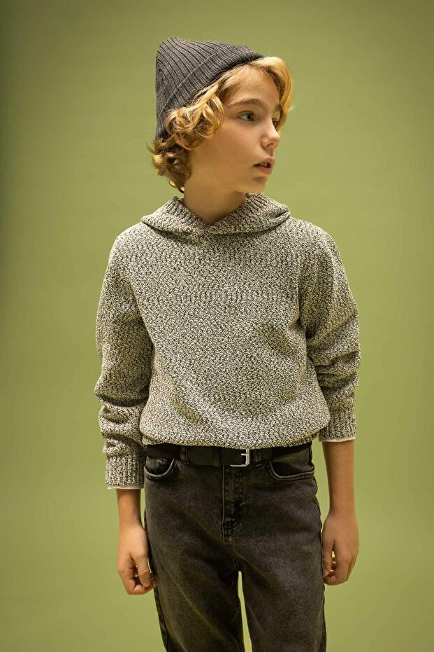 Boy's Hooded Knitwear Sweater B2239A823Wn