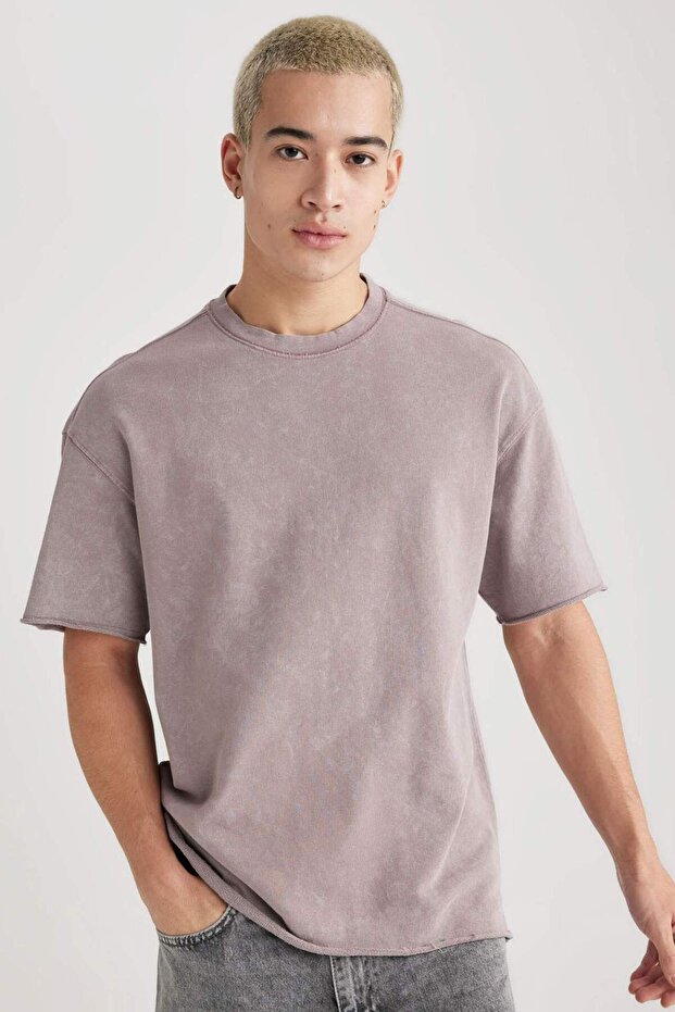 Comfort Regular Fit Comfortable Fit Crew Neck Washed Faded Effect Short Sleeve T-Shirt B9223Ax23Wn