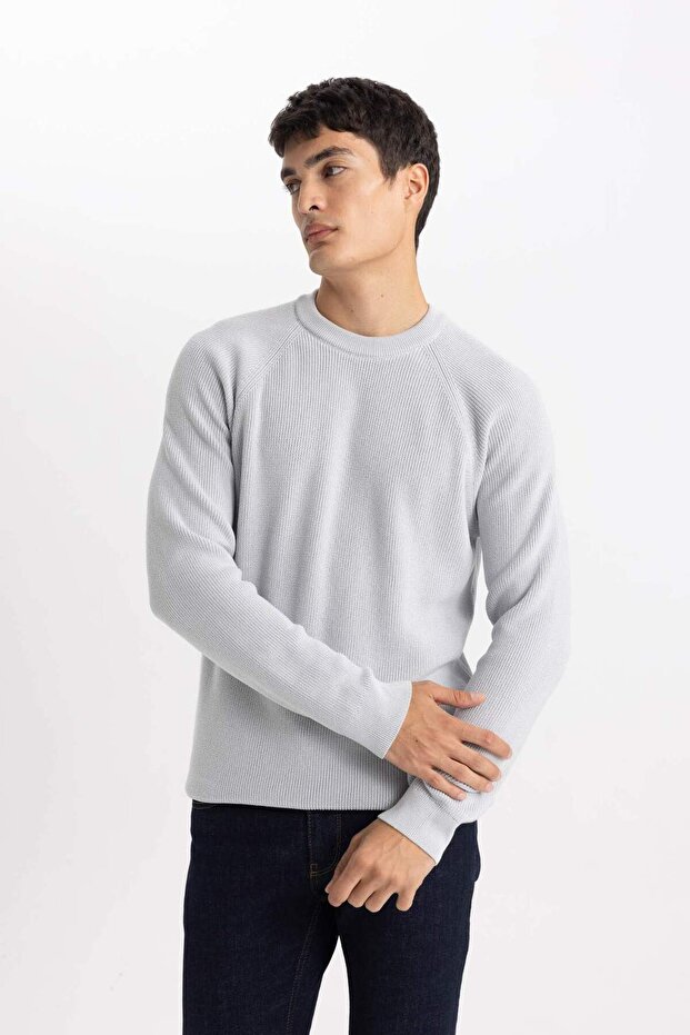 Standard Fit Regular Fit Rundhalsausschnitt Basic Solid Strickpullover A8458AX24SP - 3