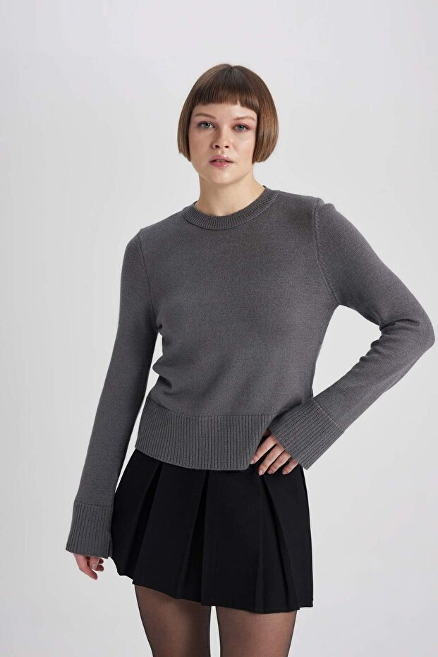 Regular Fit Strickpullover mit Rundhalsausschnitt C1886AX23WN - 4