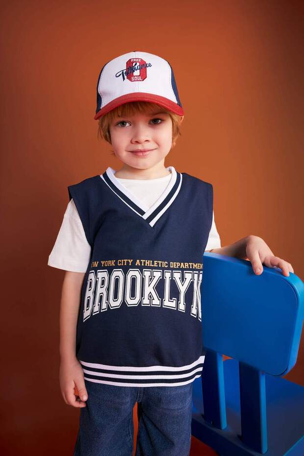 Baby Boy V-Neck Printed Sweater B5381A524Sm