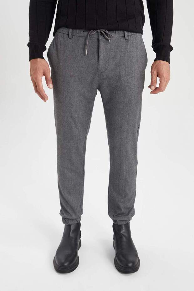 Jogger Pants Wool Look Waist Lace-Up Elastic Leg Pocket A8032Ax23Au