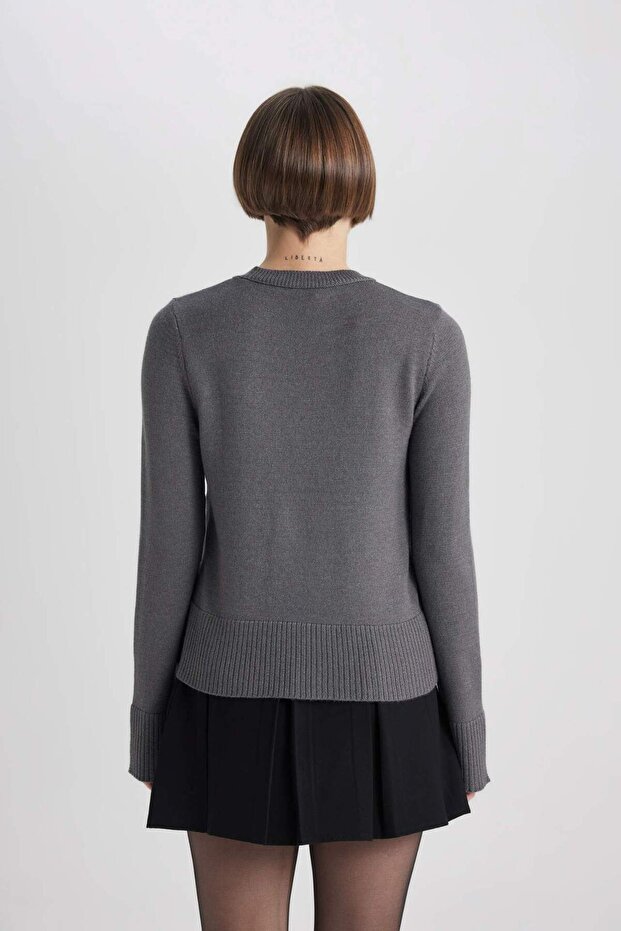 Regular Fit Strickpullover mit Rundhalsausschnitt C1886AX23WN - 7
