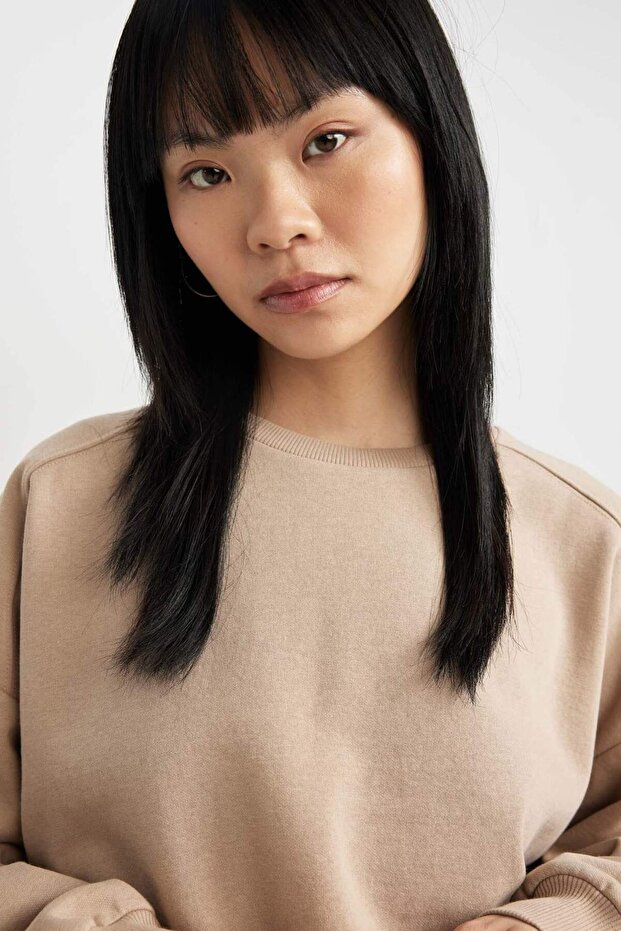 Oversıze Kalın Basıc Sweatshirt A4177AX23WN - 3