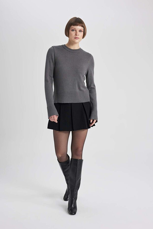 Regular Fit Strickpullover mit Rundhalsausschnitt C1886AX23WN - 2