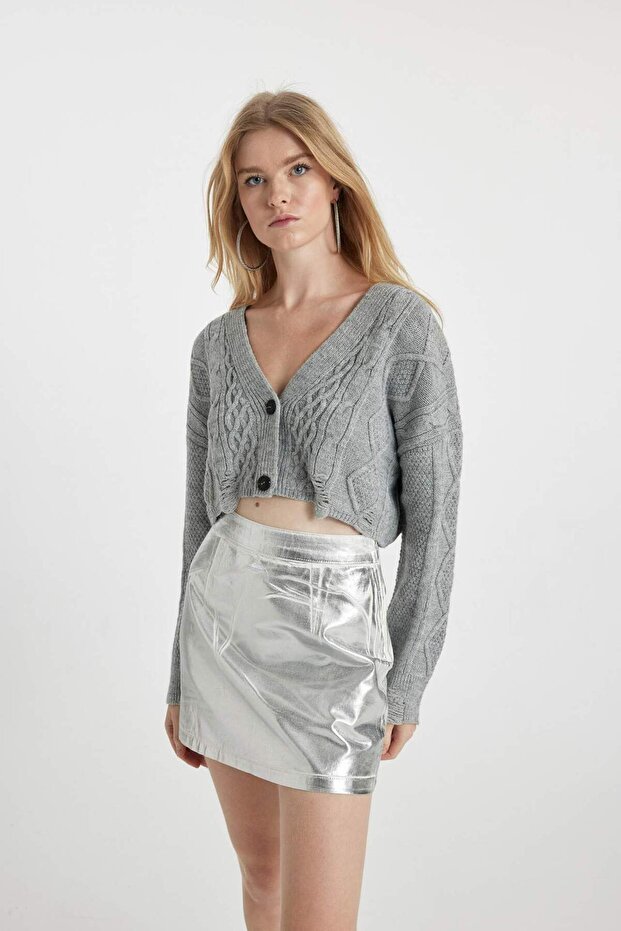 Regular Fit V-Neck Knitwear Cardigan A3286Ax23Wn