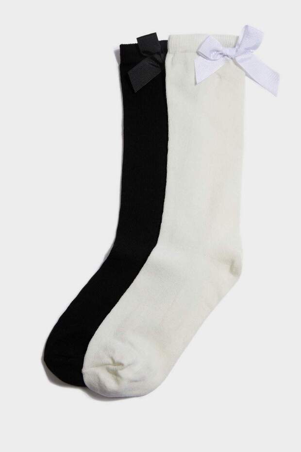 2-Piece Cotton Knee-Length School Socks for Girls B5070A8Ns