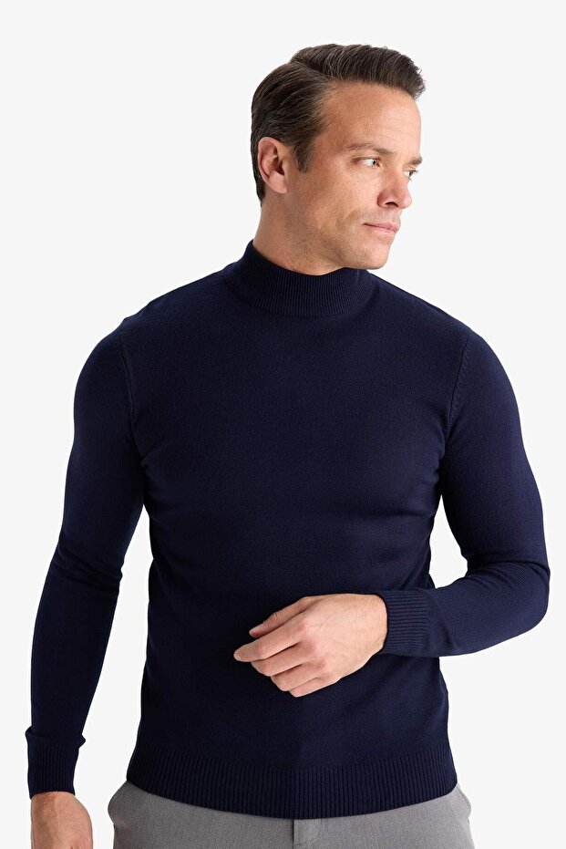Slim Fit, eng anliegender Rollkragenpullover, Basic, einfarbig, Strickpullover R1127AZ23WN - 3