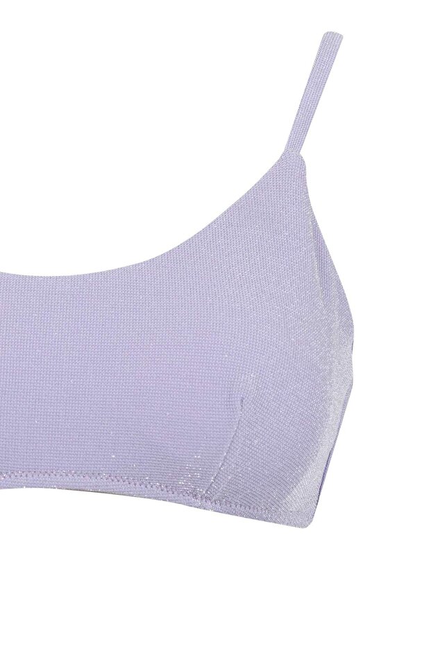 Regular Fıt Simli Kumaş Bikini Üstü B0382AX23HS - 8