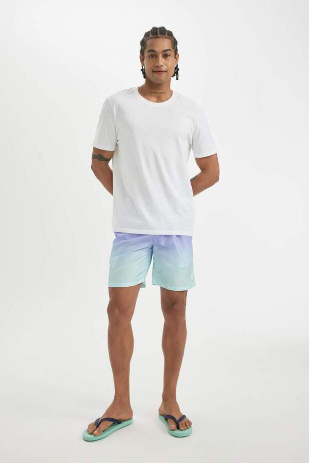 Regular Fit Gradient Printed Mesh Lined Above-Knee Swim Shorts Z6873Az23Hs