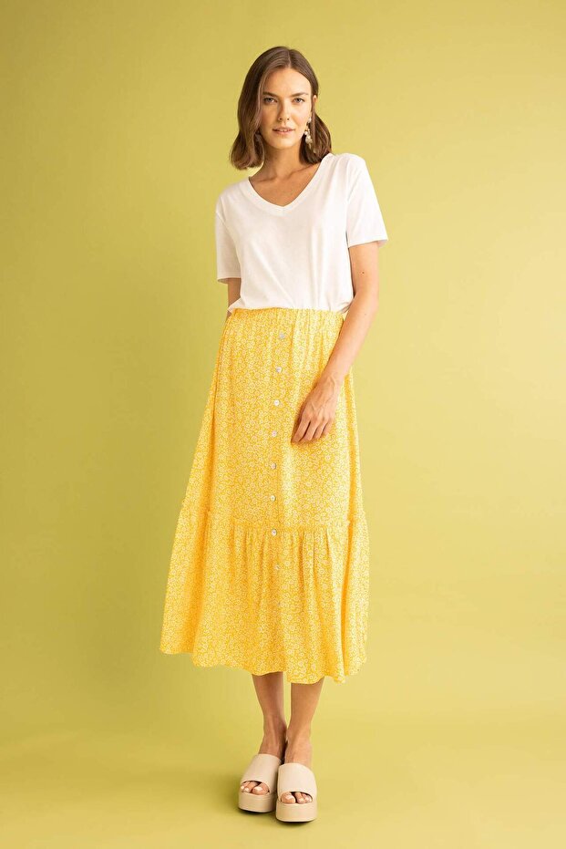 Patterned A-Line Midi Skirt A5957Ax23Hs