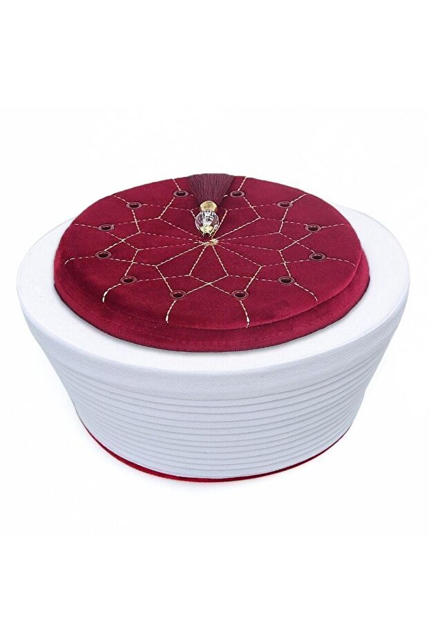 Andalusian Imam Sarık Felt Hat in Burgundy Color K Velvet - Very H Lightweight Felt Hat, Luxury Sarık 175 Gr