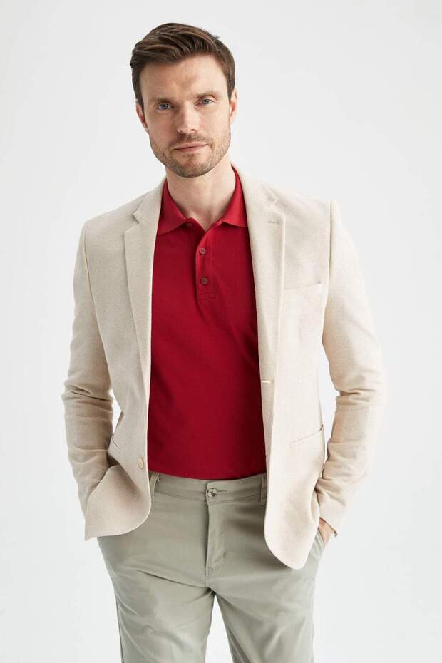 Slim Fit Lined Blazer Jacket X4977Az22Sm - 1