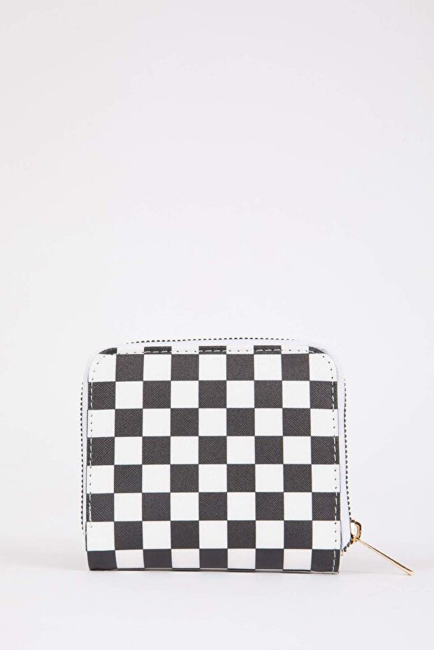 Women's Checkerboard Patterned Faux Leather Wallet X0713Azns