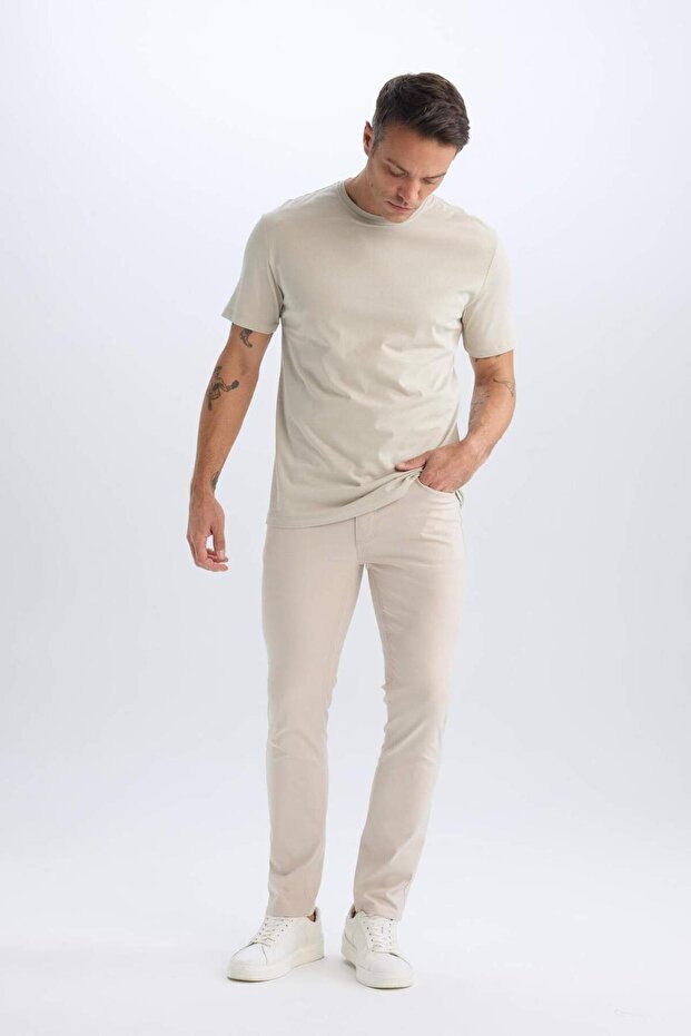 Summer Chino Canvas Textured Trousers Slim Fit Narrow Leg with Pockets T1055Az21Sp