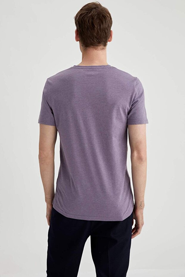 Slim Fit V-Neck Basic βαμβακερό χτενισμένο μπλουζάκι M7669AZ21SP - 4