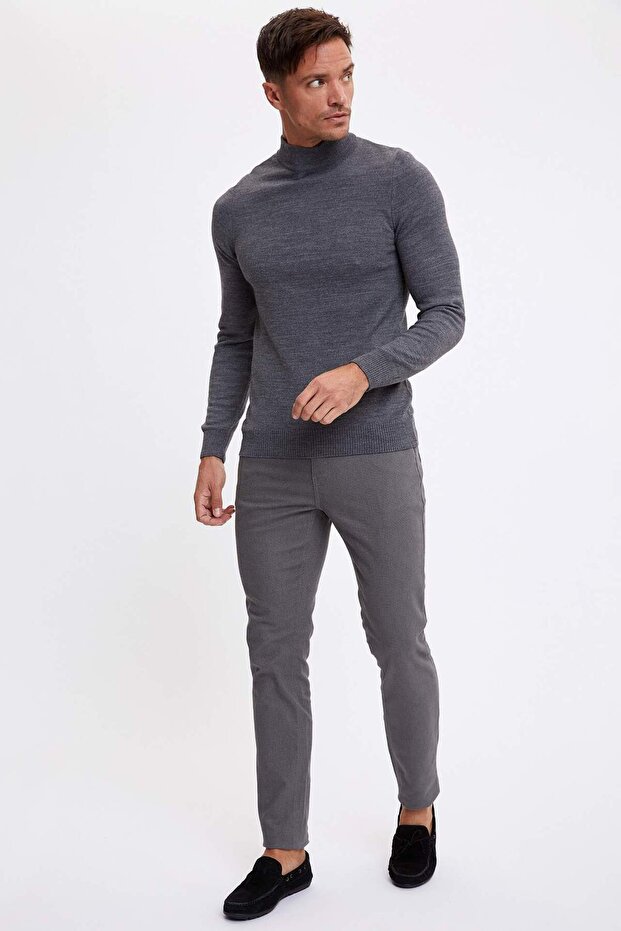 Slim Fit Wool-Look Stretch Sustainable Pants R7382Az20Wn