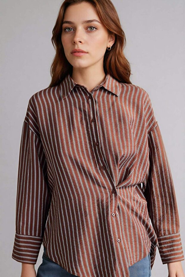 Relax Fit Striped Shirt Tunic C5629Ax26Sp