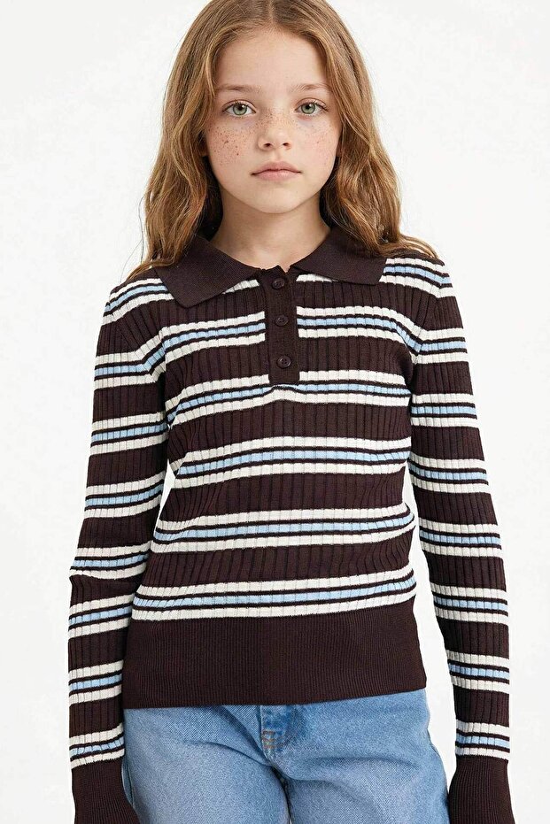 Polo Collar Sweater for Girls G6976A826Sp