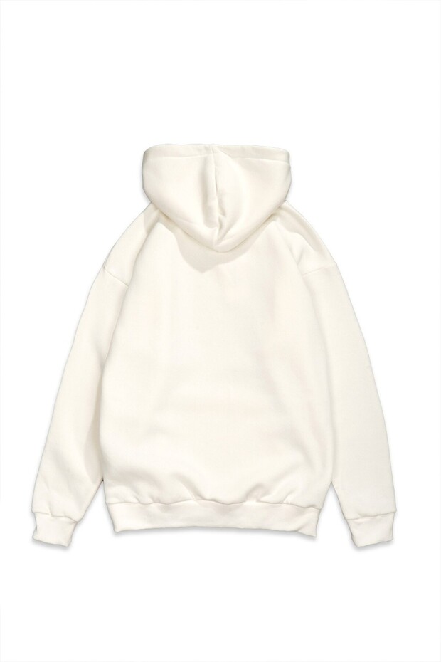 Ekru Basic Oversize Erkek Ceket Hoodie - 6