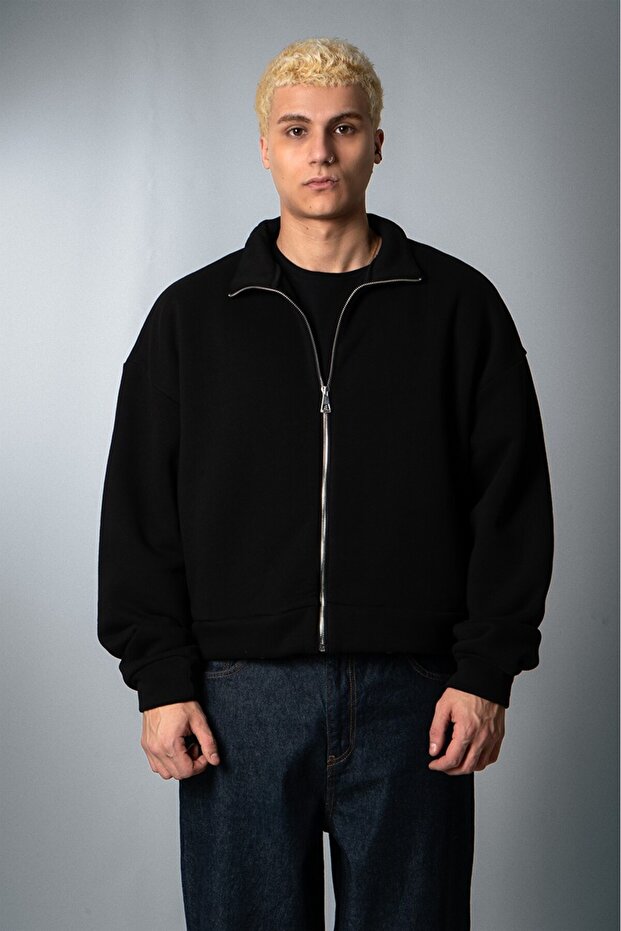 سترة رجالية سوداء من Concrete Zip - 6