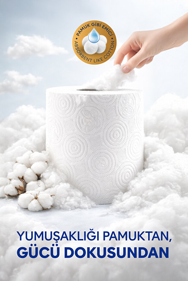 Dev Rulo Kağıt Havlu 200 Yaprak 46 Metre 2 Katlı Tek Rulo Yüksek Emici - 4