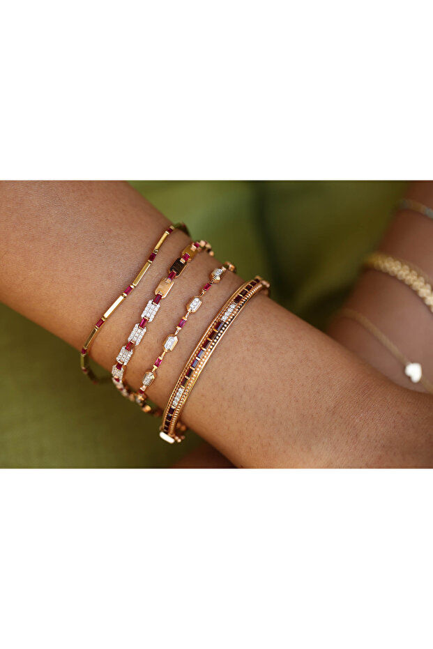 Cable Ruby Bangle - 2