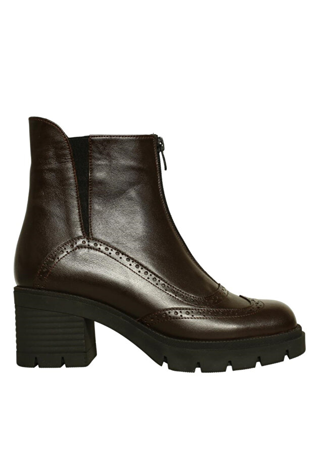 Brown Leather Women's Heeled Boots