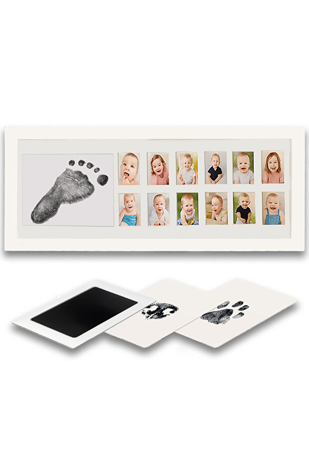 12 Months First Year Baby Photo Memory Frame, Hand Footprint Kit, Concept Shoot Newborn Gift