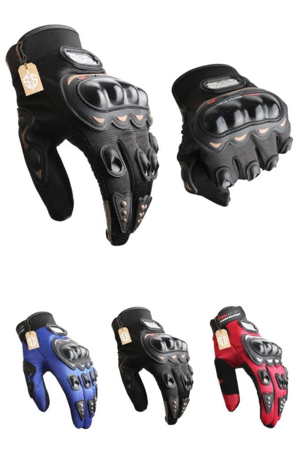 Full Finger Protection and Breathable Phone Compatible 4 Seasons Black Motorcycle & Cycling Gloves XL