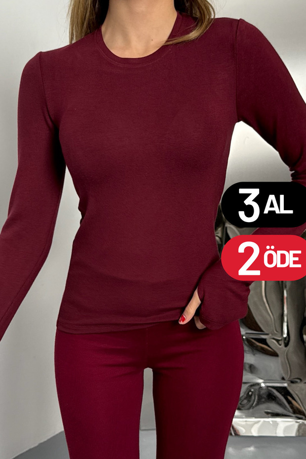 Women's Buzzy Finger-Looped Crew Neck Basic Body 3125