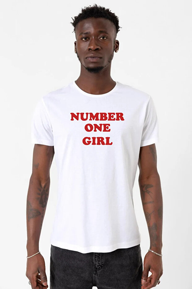Rose Number One Girl White Men's Crew Neck Tshirt