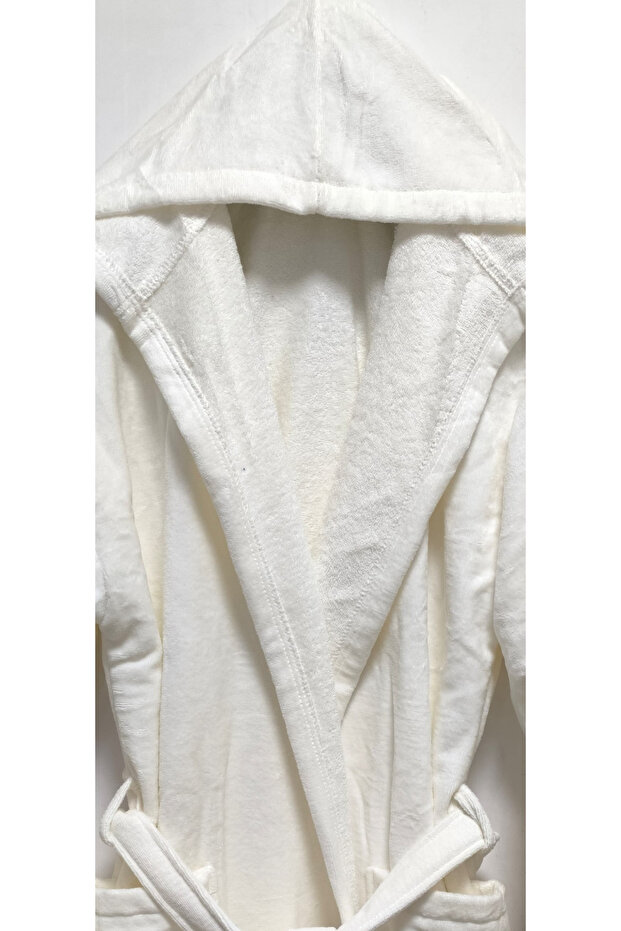 روب حمام مخملي بغطاء رأس من القطن بنسبة 100% - 2