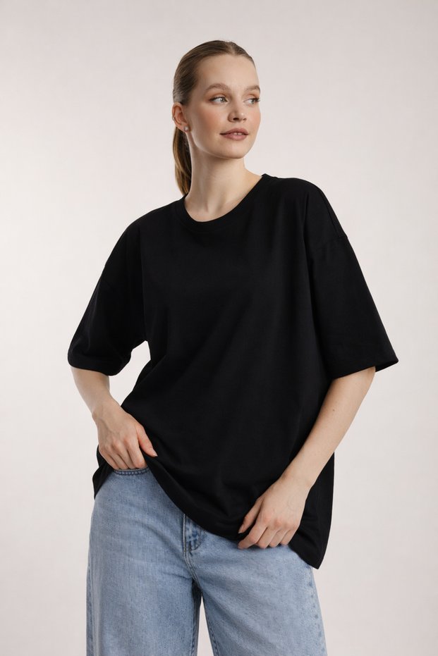 Women's Oversize Crew Neck T-shirt Black
