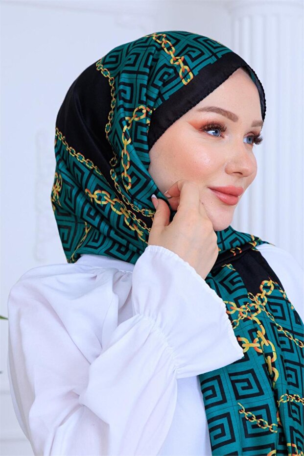 Gold Chain Patterned Digital Soft Shawl - 5