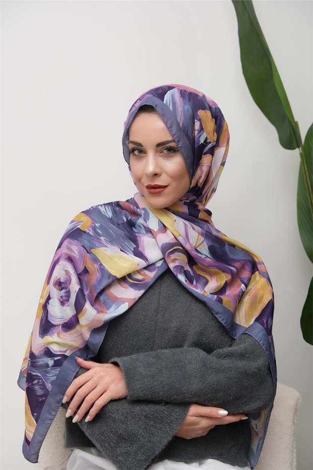 Floral Acrylic Patterned Digital Soft Shawl
