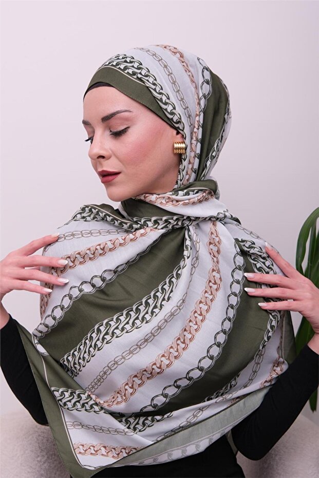 Chain Luxe Patterned Digital Soft Shawl - 4