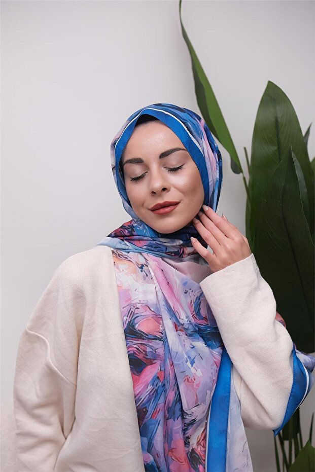 Abstrack Lines Patterned Digital Soft Shawl - 4