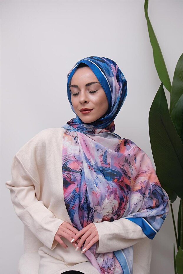 Abstrack Lines Patterned Digital Soft Shawl - 2