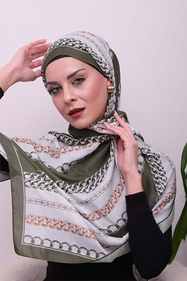 Chain Luxe Patterned Digital Soft Shawl - 5