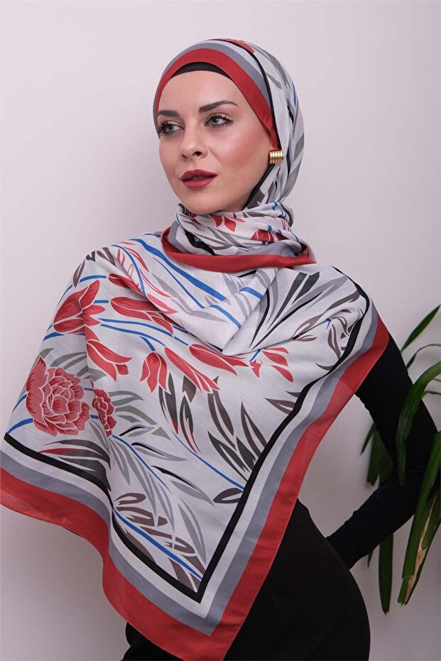 Vibrant Floral Patterned Digital Soft Shawl