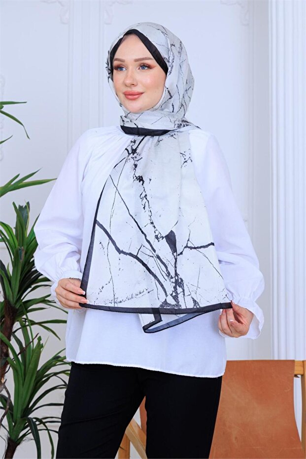 Mistik Marble Patterned Digital Soft Shawl - 8