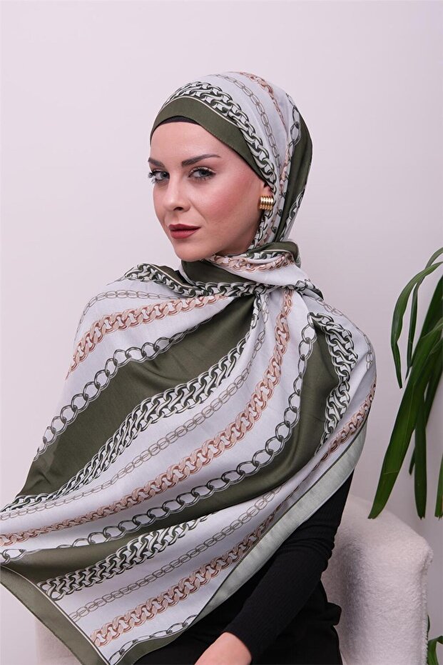 Chain Luxe Patterned Digital Soft Shawl - 3