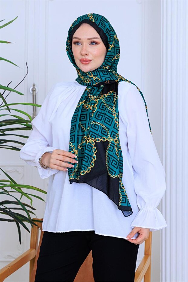 Gold Chain Patterned Digital Soft Shawl - 1