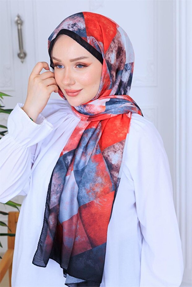 Geometric Harmony Patterned Digital Soft Shawl - 6