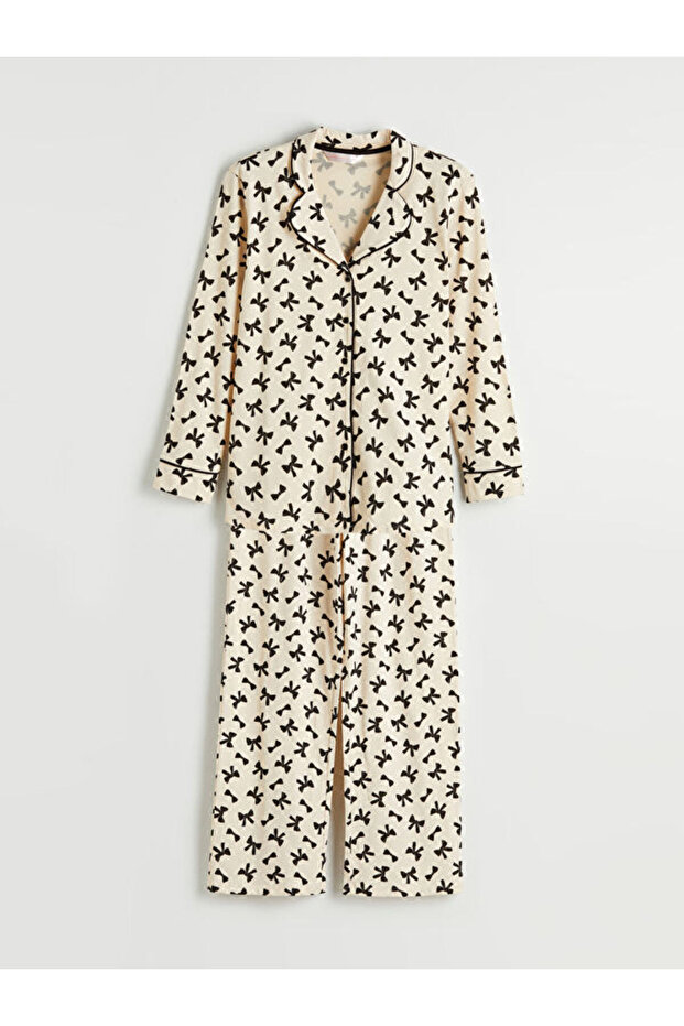 Shirts Roba Collar Bow Printed Maternity Pajama Set for Style Seekers from Uzg Store