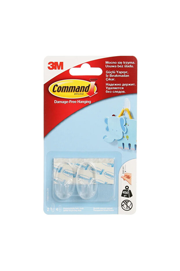 Cuier autoadeziv CommandTM, mic, plastic, transparent - 3