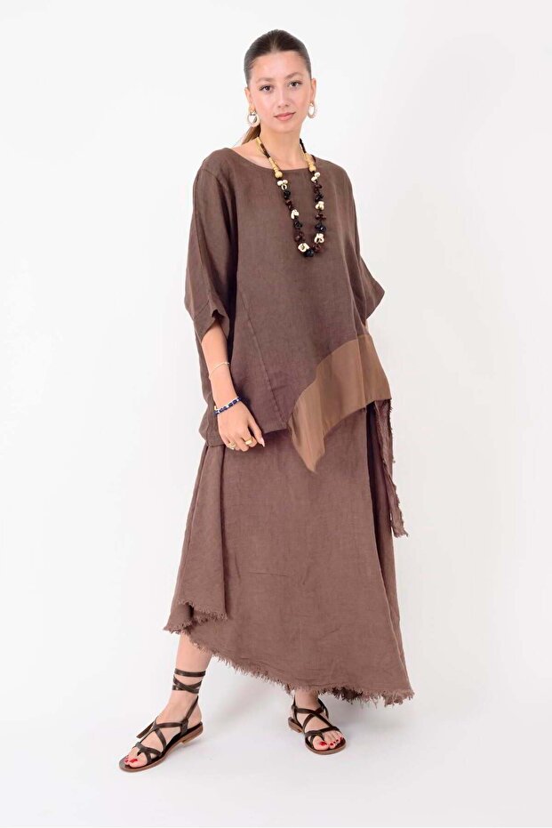 Women's Asymmetric Linen Skirt