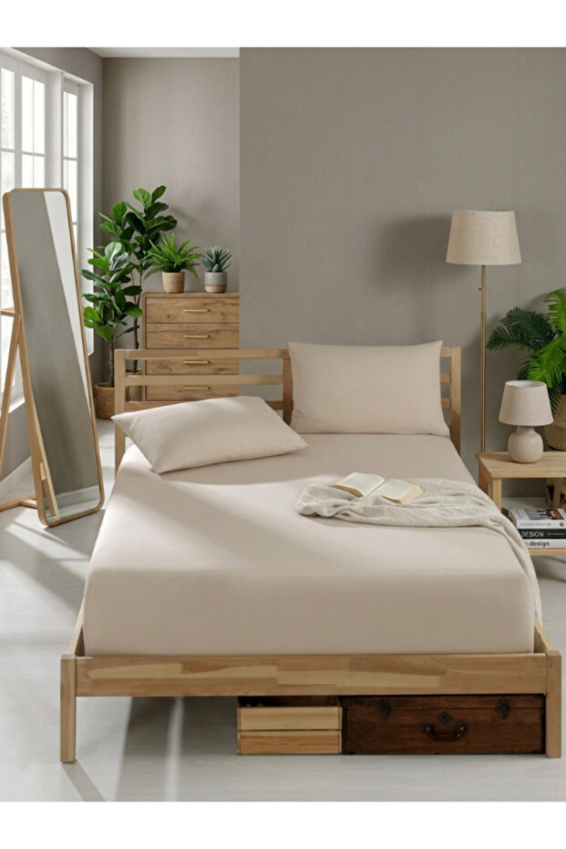 Cotton Piece Ranforce Fabric Elastic Fitted Set of Pillow Pieces Bed Sheet